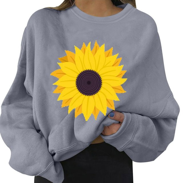 AMERTEER Sweatshirt Imprimé Quotidien des Femmes Long Pull-Over Lettre Impression O Col Impression Manches Longues Femmes Planche à Roulettes Femmes Blouse