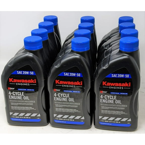 Kawasaki K-TECH Premium Engine Oil, 4-Cycle Motor Oil 20W-50, 1 qt (12 pack)