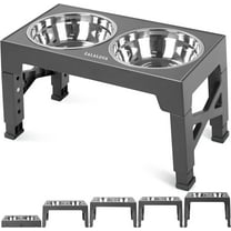 ZALALOVA Elevated Dog Bowls Stand with 2 Stainless Steel Dishes, Raised Dog Bowl Adjusts to 5 Heights (3.15", 8.9", 10",11.2", 12.4") for Medium and Large Dogs（Gray）