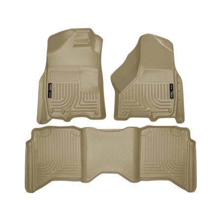 Husky Liners 99003 Weatherbeater Floor Mats Fit 2009-2024 Dodge Ram 1500/2500/3500/Ram Truck 1500/2500/3500 Classic Crew Cab (w/ Single/Dual Floor Mat Hooks) - Front/2nd Seat - Tan