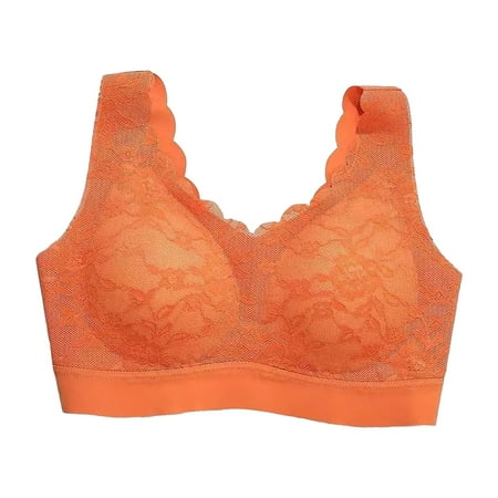 Gvdentm Womens Seamless Bra No Underwire Comfort Push Up Bras Soft Wireless Bralette Full Coverage Sport Everyday Bra(Orange L)