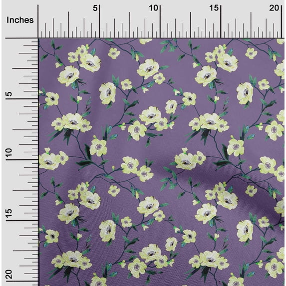 oneOone Silk Tabby Dusty Violet Fabric Florals Sewing Material Print Fabric By The Yard 42 Inch Wide