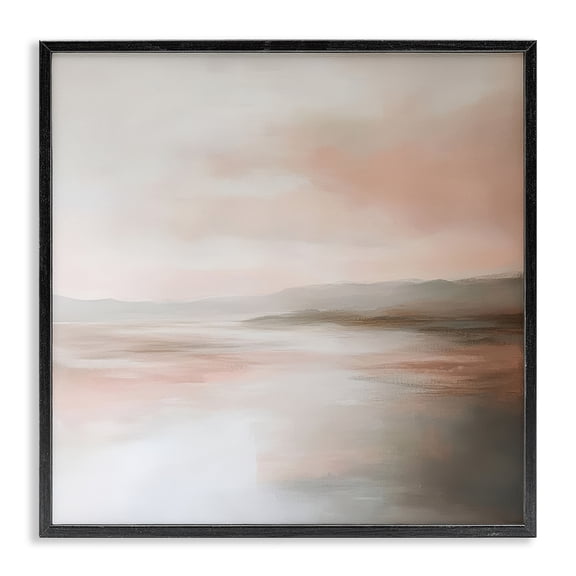 Stupell Industries Transitional Muted Landscape Abstract Coast Black Framed Giclee Art, 12 x 12, by Petals Prints Design