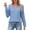 Blue, variant on Women's Casual Solid Color V-Neck Long Sleeve Loose Fit Pullover Sweatshirt Top