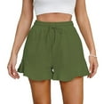 thumbnail image 5 of JIAYUE Women's Shorts Cozy Classic Solid Color Ruffle Hem Elastic Waist Drawstring Casual Fashionable Female Bottoms, 5 of 5