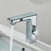 Chrome Bathroom Sink Faucet Smart Sensor 1 Hole LED Temp Display Lavatory Vanity Mixer Taps Touchless Bathroom Faucet