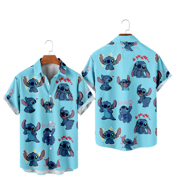 Disney Lilo & Stitch Shirts 3D Printing Tees Tops Hawaiian Short Sleeve ...