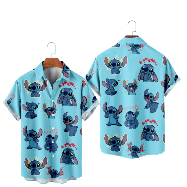 Disney Lilo & Stitch Shirts 3D Printing Tees Tops Hawaiian Short Sleeve ...