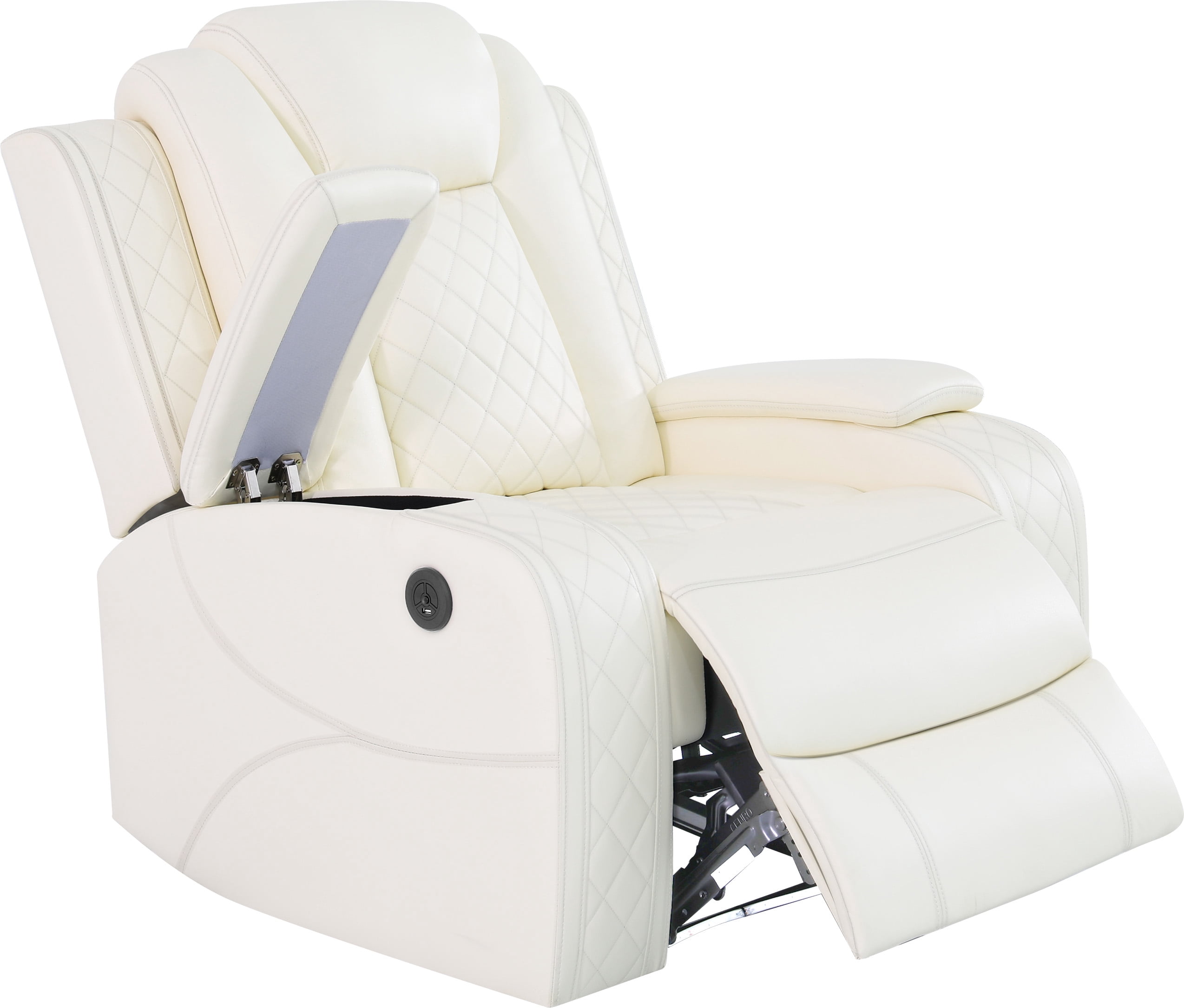 Gewnee Power Reclining Multifunctional Chair, Air Leather, Adjustable Reclining Angle, for Living Room,Off-white