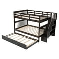 thumbnail image 4 of Generic Stairway Full-Over-Full Bunk Bed with Twin size Trundle, Storage and Guard Rail for Bedroom, Dorm - Espresso, 4 of 9