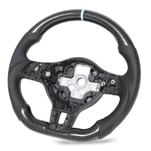 Volant en Forme de D, Volant de Course en Fibre de Carbone Brillant avec Crêtes pour GLI MK6 2011-2014