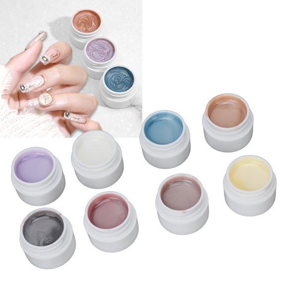 Glitter Nail Gel Cream, 8 Colors Pearly Shell Grain Nail Art Polish Cream Smoothing Texture Stylish Easy Apply for Nail Salons