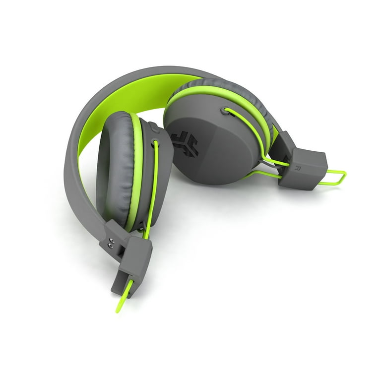 JLab Audio Neon Bluetooth On Ear Headphones Folding with Universal Mic Gray Green