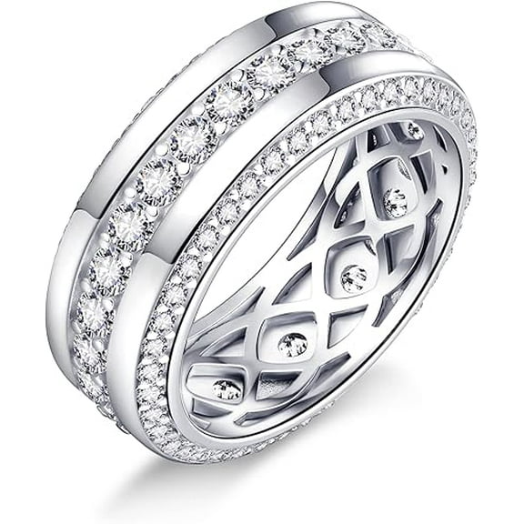 Dreamofdazzles Jewels 2.00 Ct Round Cut Diamond Mens Wedding Band 14K White Gold Plated 925 Sterling Silver -4