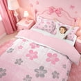 thumbnail image 3 of meiyoeat pink Kawaii Floral Twin Duvet Cover,Gray Cute Flowers Twin Bedding,Reversible,2pcs,1 Duvet Cover and 1 Pillowcase, 3 of 6