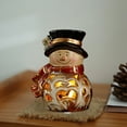 thumbnail image 5 of Christmas Snowman Decoration, Ceramic Snowman Lamp, Colorful Elderly Snowman with LED Light, Cute Festive Ornament for Indoor and Covered Outdoor Use, Red Ceramic Lampshade, 12x8cm Tabletop Decor, 5 of 6