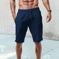 thumbnail image 3 of JTieacloth Men's Casual Linen Shorts Summer Beach Shorts Lightweight Loose Fit Elastic Waist With Pockets(Blue), 3 of 6