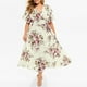 thumbnail image 5 of Vestidos bohemios de talla grande para mujer, moda de verano, Vestidos con estampado Floral, vestido informal con cuello en V, Vestido de manga corta, 5 of 6