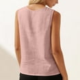 thumbnail image 4 of VEKDONE Sleeveless Button Down Shirts for Women Summer Cotton Crewneck Tank Tops Solid Color Loose Fit Breathable Tanks Casual Blouses Pink S, 4 of 6