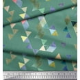 thumbnail image 2 of Soimoi Green Heavy Canvas Fabric Triangle Art Geometric Print Sewing Fabric Yard 58 Inch Wide, 2 of 5