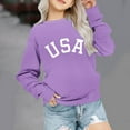 thumbnail image 2 of Girls USA Graphic Oversized Sweatshirts Letter Print Crewneck Long Sleeve Casual Loose Pullover Tops, 2 of 7