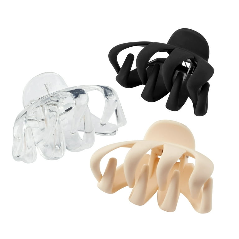 Tayshia by Scunci Wide-Curved No-Slip Octopus Claw Clips, Assorted  Neutrals, 3 Ct