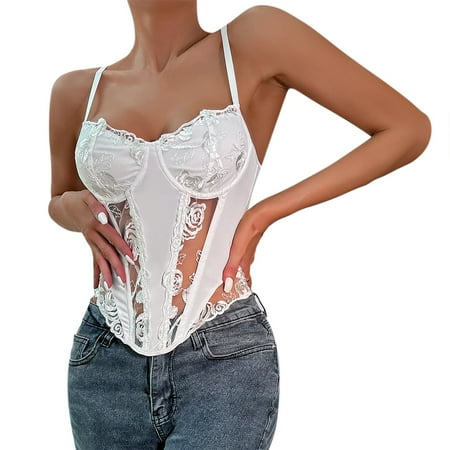 

Camisole For Women Rose Lace Fishbone Paneled Diamond Hot Girls Camisole