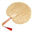 thumbnail image 1 of Tejidas a Mano Ventilador de Paja Tejida Natural Verano Antiguo Tejido una Ecológico Redondo, 1 of 10