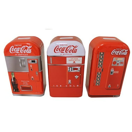 - Tin Box Company Coca-Cola Replica 3 Piece Piggy Bank Set