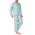 thumbnail image 2 of Daiia Bee Flower for Men's Long-Sleeved Pajama Set – Soft & Comfortable Sleepwear Button-Up Pajamas Cozy Lounge Wear-X-Large, 2 of 7