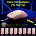 thumbnail image 4 of memzuoix Wired Gaming  with RGB - 6 Adjustable DPI up to 12800, 6 Buttons, 12 Lighting Modes, Ergonomic Design with Anti-Slip Rubber Wheel, 5.6ft Braided Cable for PC//Windows - Pink, 4 of 9