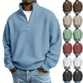 thumbnail image 7 of Chiccall Mens Quarter Zip Sweatshirts Mock Neck Casual Loose Vinatge Textured Knit Pullover Tops for Men, 7 of 7