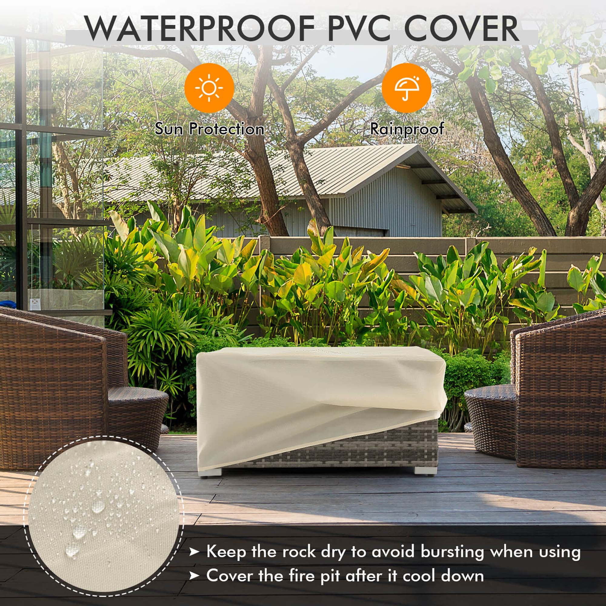 Costway 32" x 20" 40,000 BTU Propane Fire Pit Table with Tank Holder and PVC Cover