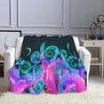 thumbnail image 4 of Neon Octopus Throw Blankets 50"x40" Lightweight Flannel Fleece Cozy Soft Blanket Home Decor for Couch Bed Sofa Bedroom Living Room Travel Birthday Christmas All Season, 4 of 6