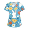 thumbnail image 2 of Women's V-Neck Short Sleeve Easter Bunny Print Scrub Tops - Medical Workwear for Easter & Daily Shift, 2 of 5