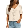 thumbnail image 3 of TaTaai Women Summer Casual V Neck Short Sleeve T-Shirt Soft Lightweight Fashion Pullover Top Versatile Daily Party Basic Wear Gift, 3 of 7
