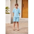thumbnail image 4 of Arshiner Boys 2 Pieces Summer Beach Outfits Short Sleeve Button Down Shirts and Shorts Vacation Texture Sets for Kids, 4 of 8