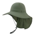 thumbnail image 3 of Nestiefly UPF 50+ Sun Hat with Neck Flap Wide Brim Bucket Hats Breathable Fishing Hiking Gardening Safari Hat for Men Women Army Green One Size, 3 of 7