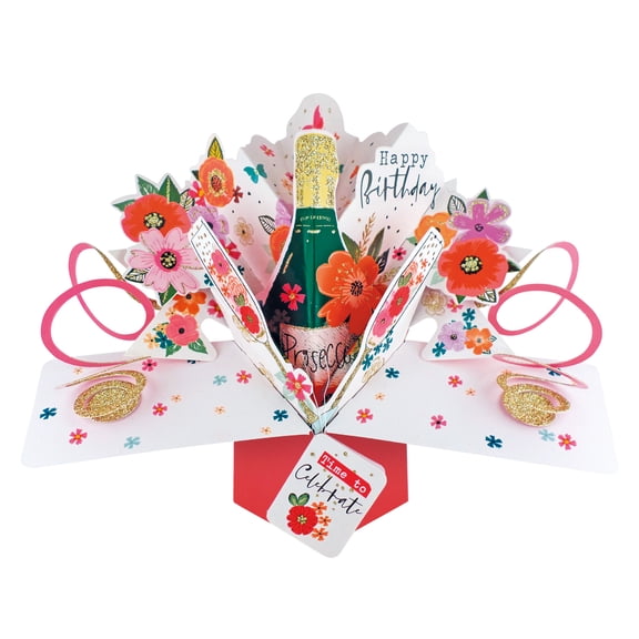 Pop-Up Greeting Card – Champagne Bottle  (Birthday)