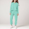 thumbnail image 2 of Zuwimk Toddler Boy Girls Clothes Long Sleeve Colorblock Hoodie Sweatshirt & Sweatpants 2PCS Fall Outfits(T010-Green), 2 of 9