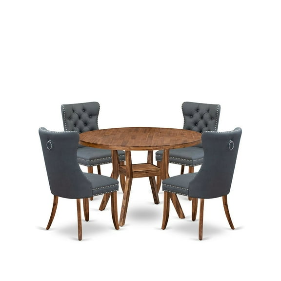 Luxe by East West Furniture 5-Piece Modern Dining Table A Kitchen Table, 4 Platinum Gray Dining Room Chairs