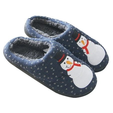 

1 Pair Xmas Pattern Slippers Warm Slipper Thick Lining Shoes Couple Slippers