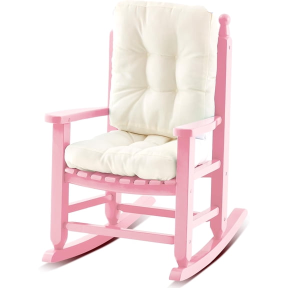 Wooden Kids Rocking Chair with Cushion Pad Pink for Ages 2 to 5