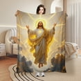 thumbnail image 2 of Jesus Yellow Light White Clouds Holy Spirit Flannel Blanket Soft Warm Comfortable For Sofa Bed Travel Camping Living Room Office Chair Polyester Fiber Gift For Family Or Friends, 2 of 10