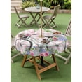 thumbnail image 3 of Spring Outdoor Tablecloth - 54 Inch Round Dining Table Cover, Bicycles Leaves Butterfly Flowers Pink Buffalo Plaid Waterproof Outdoor Table Cloth with Umbrella Hole & Zipper for Picnic/Patio/Party, 3 of 7