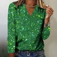 thumbnail image 2 of Kaprioy Long Sleeve Sequin Tops for Women Round Neck Party Blouse Fall Fashion Clothing Sparkle Glitter Party Elegant Party Clubwear Green, XXL, 2 of 4