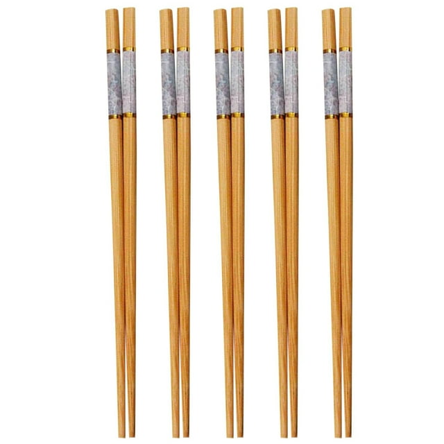 Cqxid Tableware Under $5 5 Pairs Chopsticks Reusable Chopsticks Set Classic Natural Chopsticks Colorful Print Chopsticks