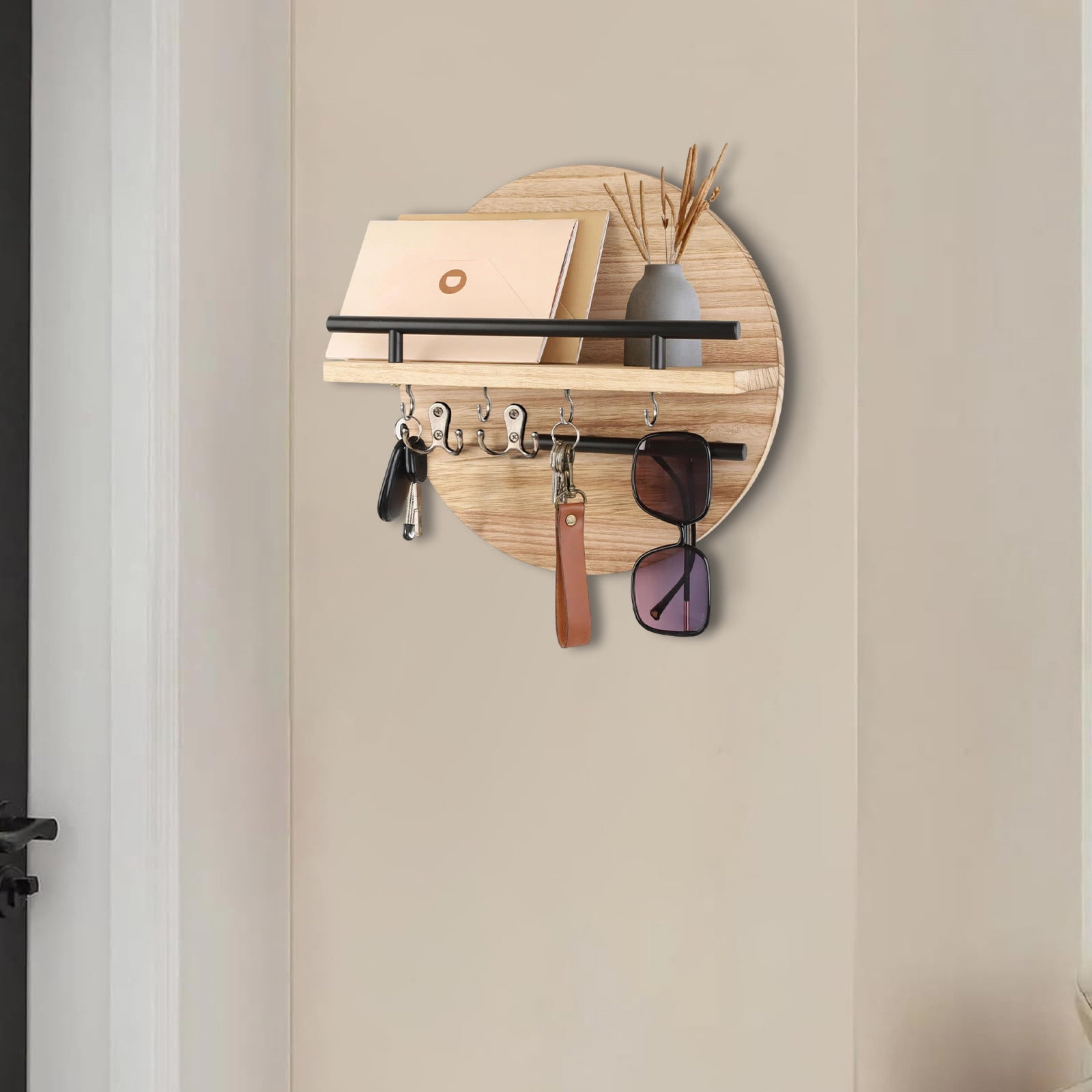 FEOLGEHLY Floating Shelves Set of 2, Wall Mounted Shelf with Invisible Brackets, Rustic Wood Storage Display for Bathroom, Bedroom, Kitchen, Living Room, No Drill Adhesive Option Available