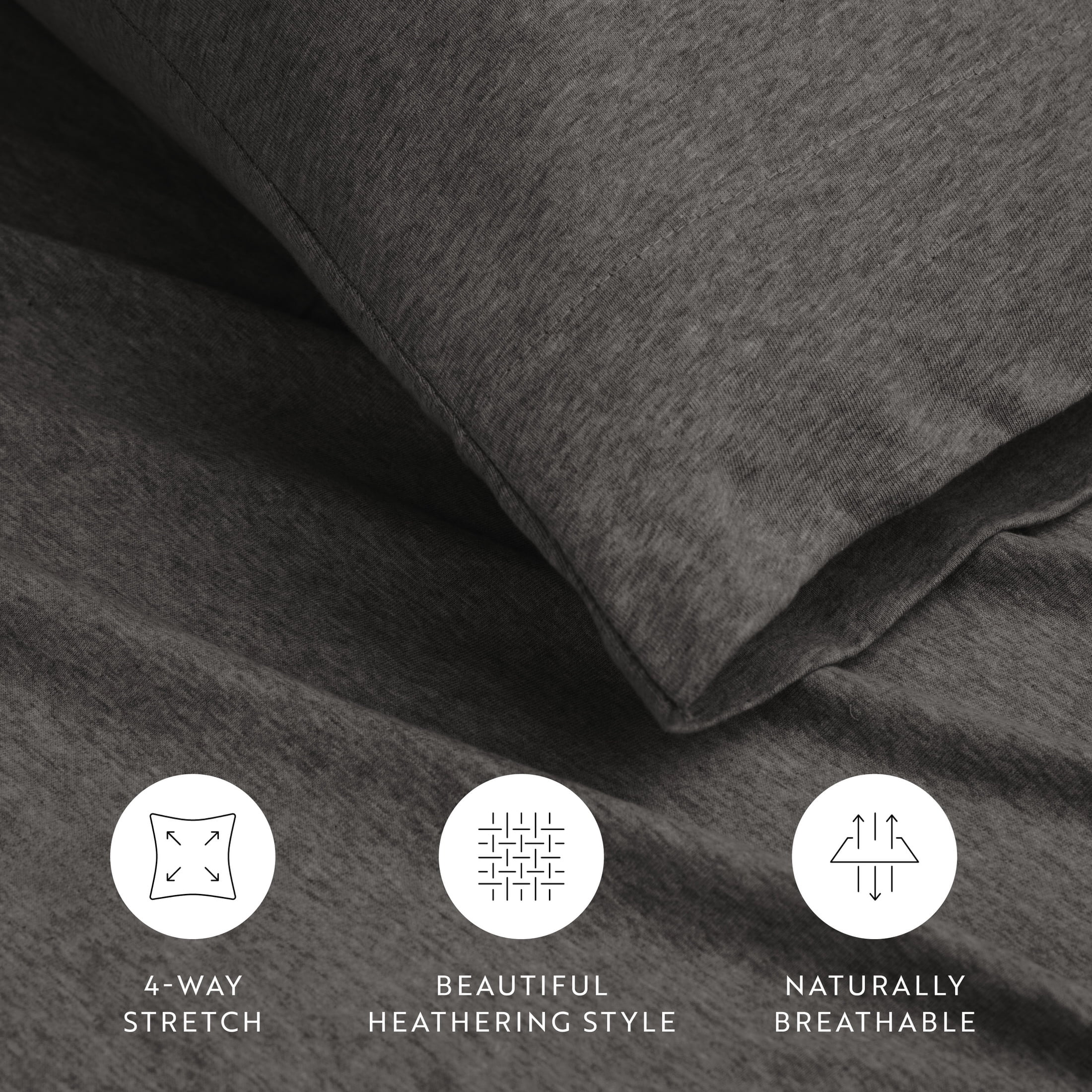 Noble Linens 4 Piece Jersey Knit 100% Cotton Sheet Set, Gray, Twin