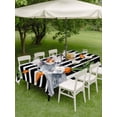 thumbnail image 3 of Outdoor Tablecloth with Umbrella Hole and Zipper, Grey Bunny Easter Rectangle Table Cloth 52x70 Inch Waterproof Tablecloth, Rabbits Spring Botanical Black White Stripe Picnic Table Cover for Patio, 3 of 7